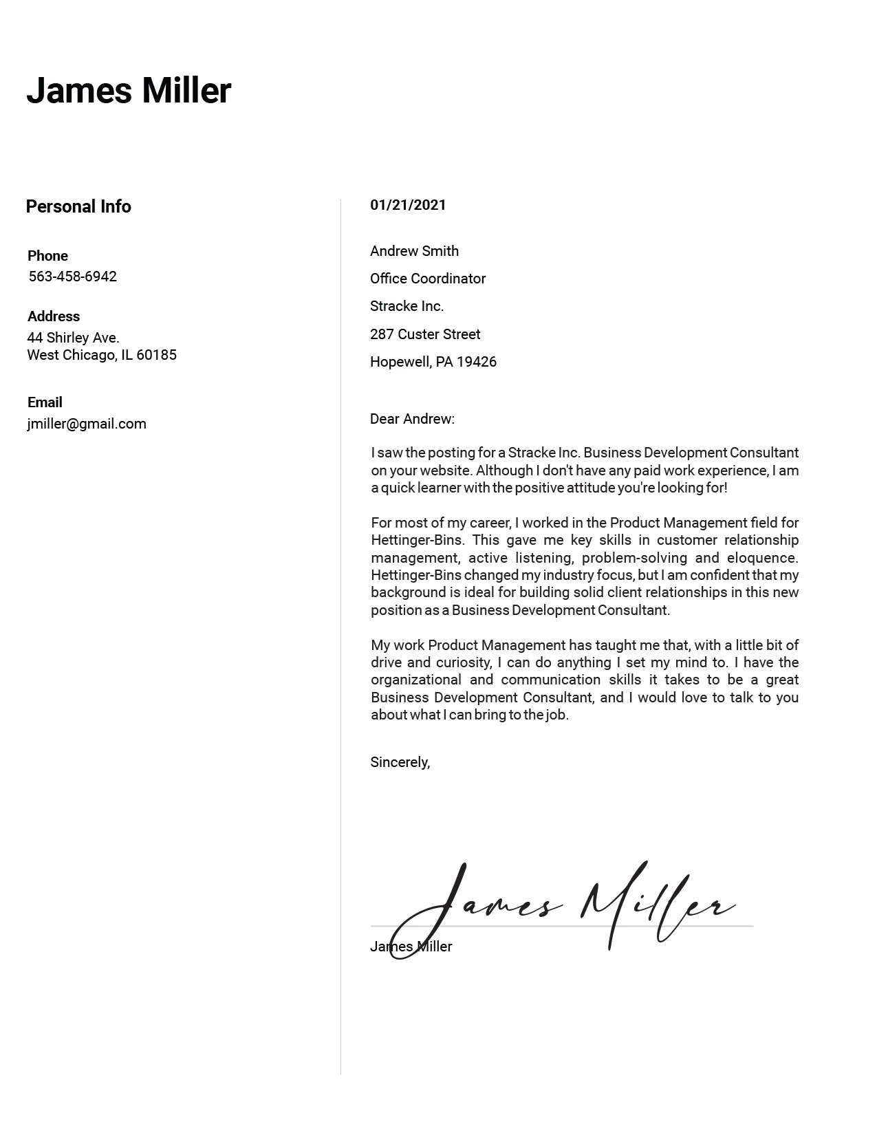 43167 cover letter header