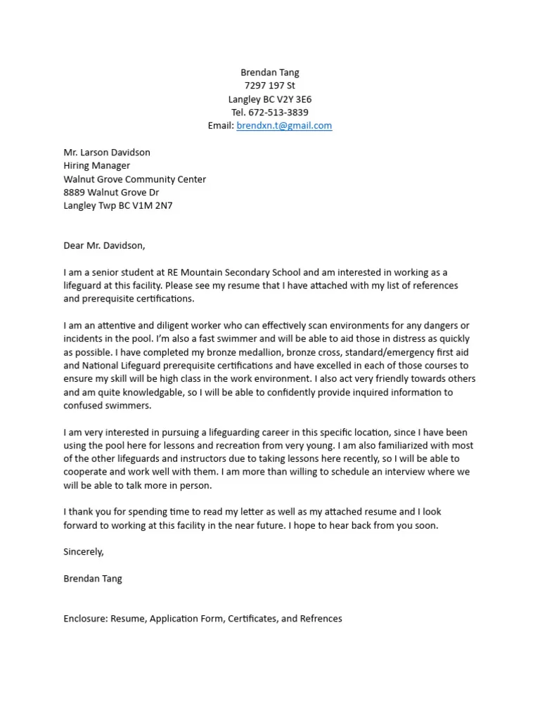 43168 lifeguard cover letter