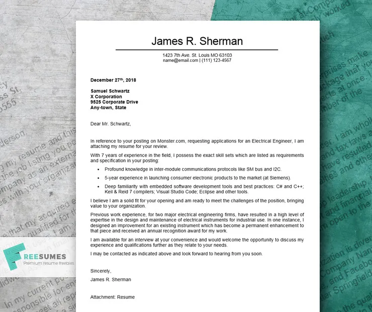 43169 engineer cover letter skills