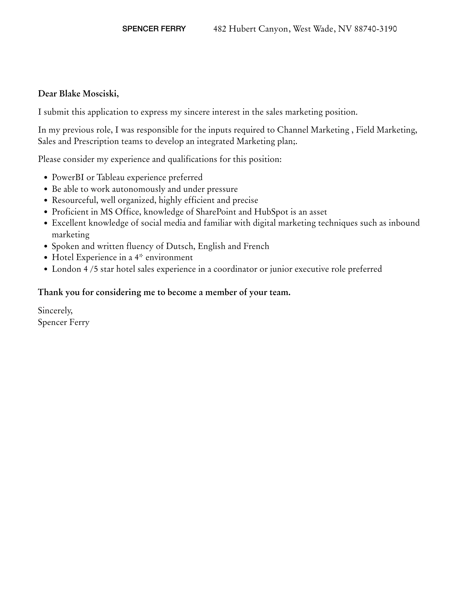 43171 formatting cover letter