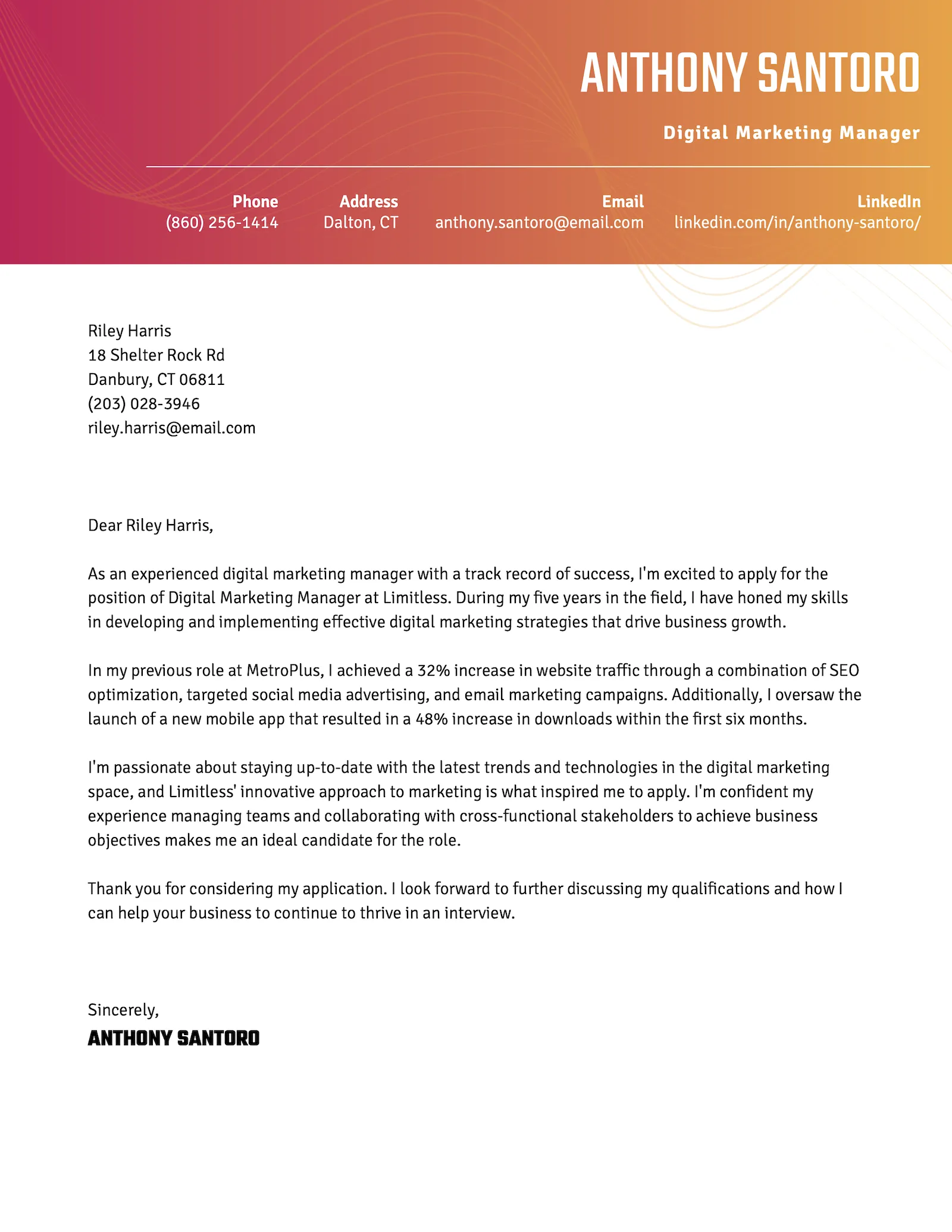 43173 cover letter sections
