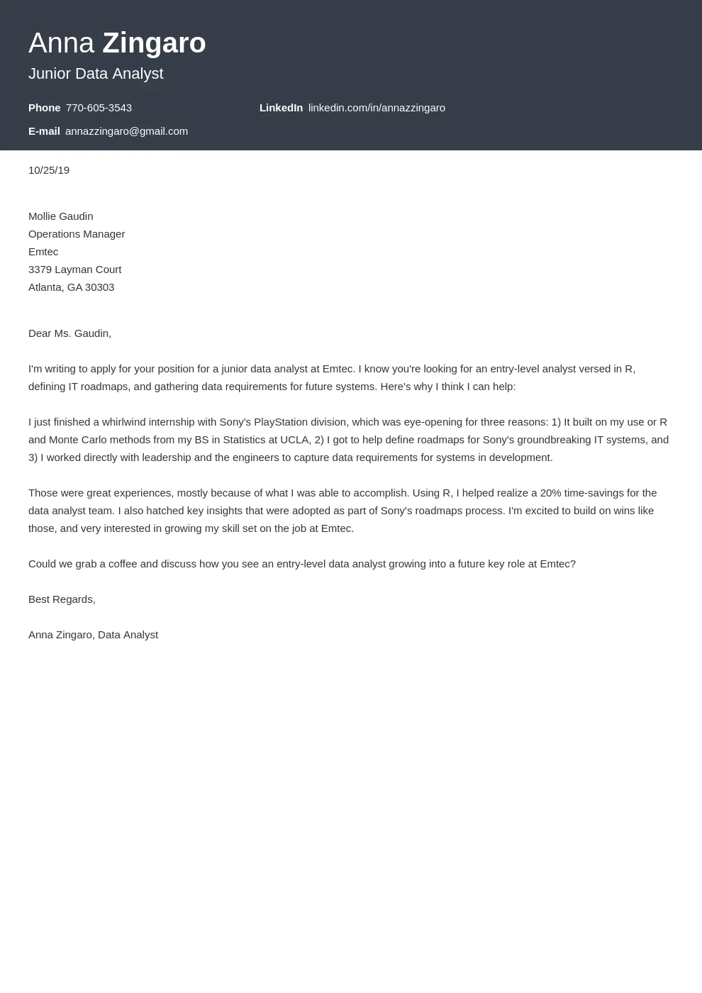 43174 tailoring cover letter