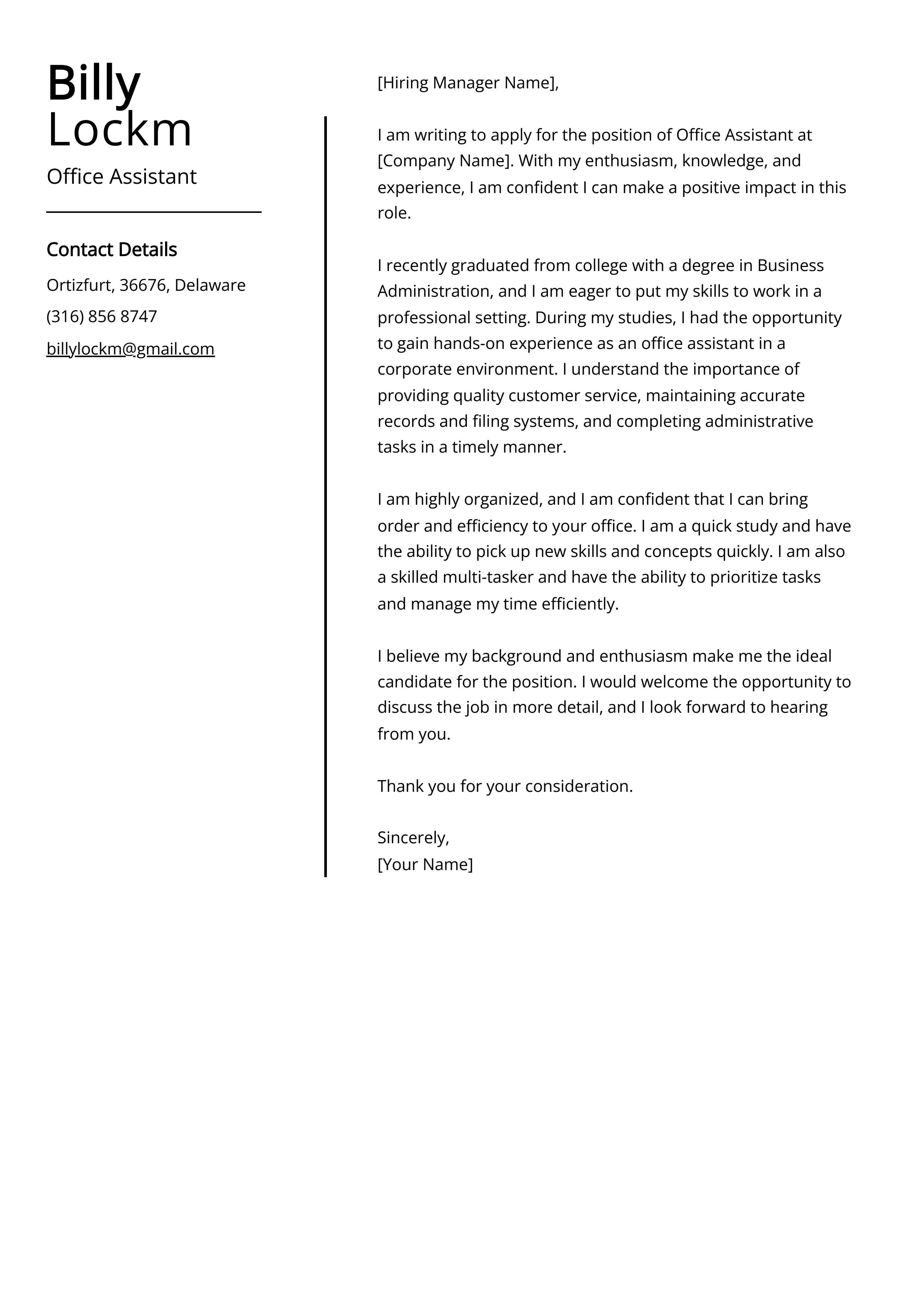 43181 formatting cover letter
