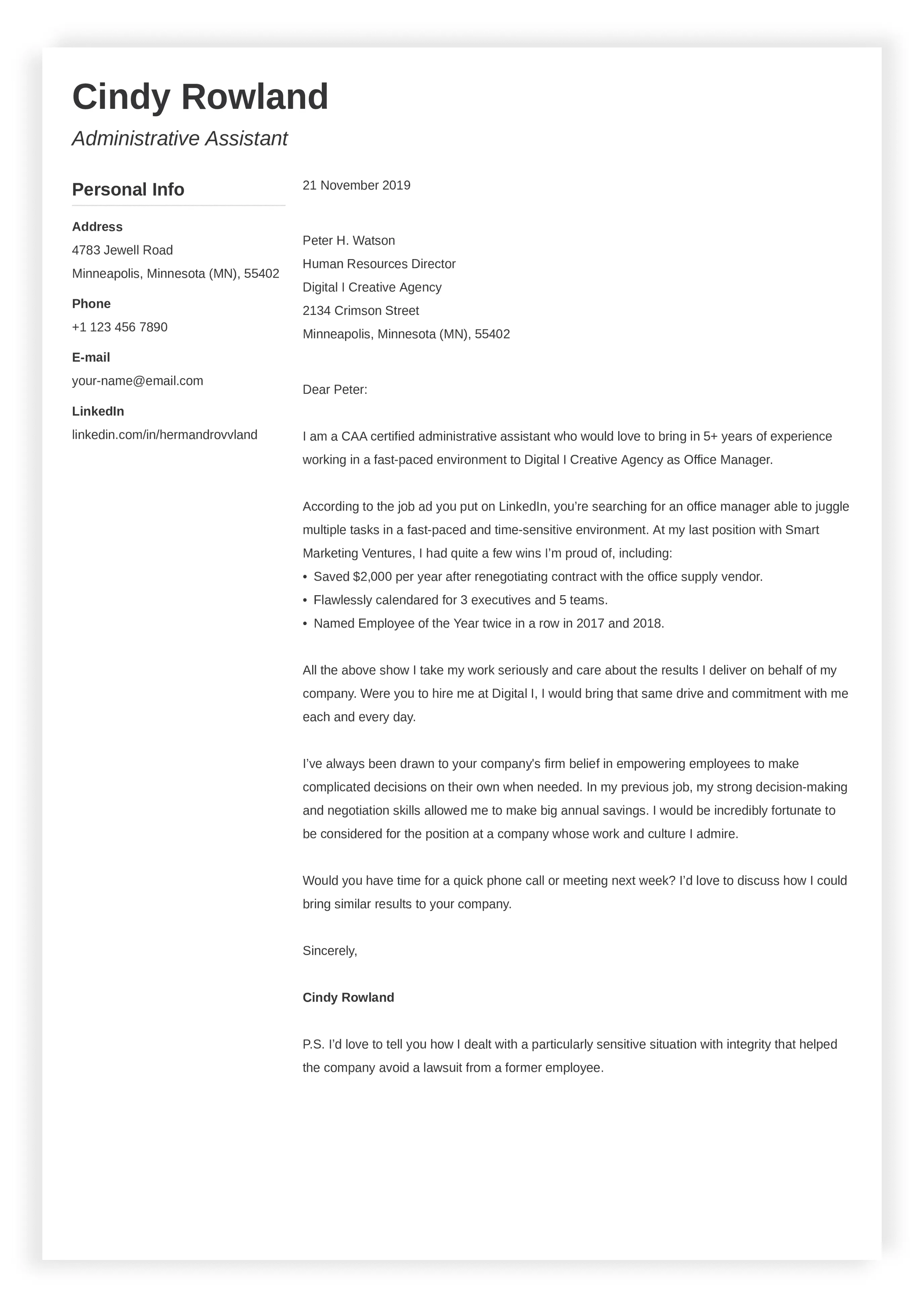 43182 resume and cover letter