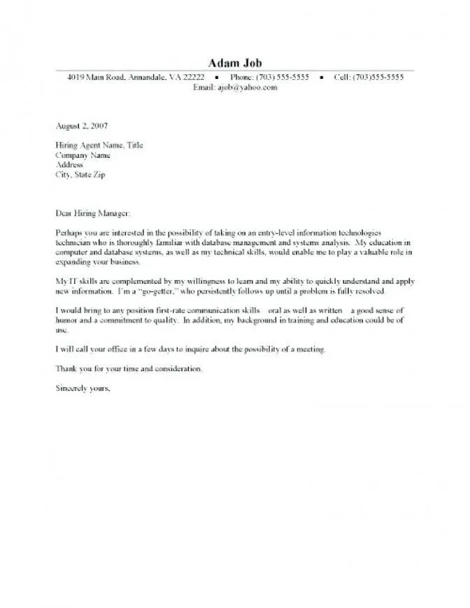 43190 relevant experience cover letter