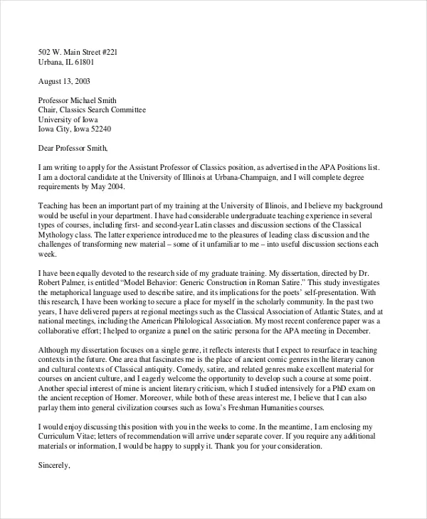 43191 professor cover letter formatting